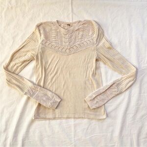 Free people Elegant Cream Lace Detail Women's Top
